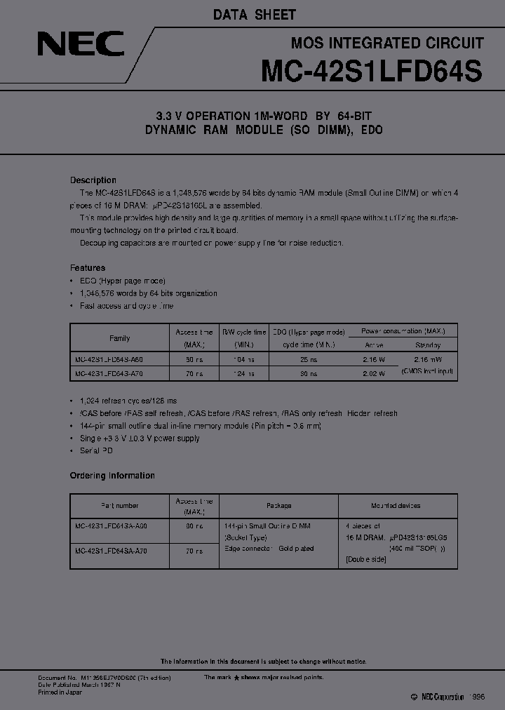 MC-42S1LFD64SA-A60_7116588.PDF Datasheet