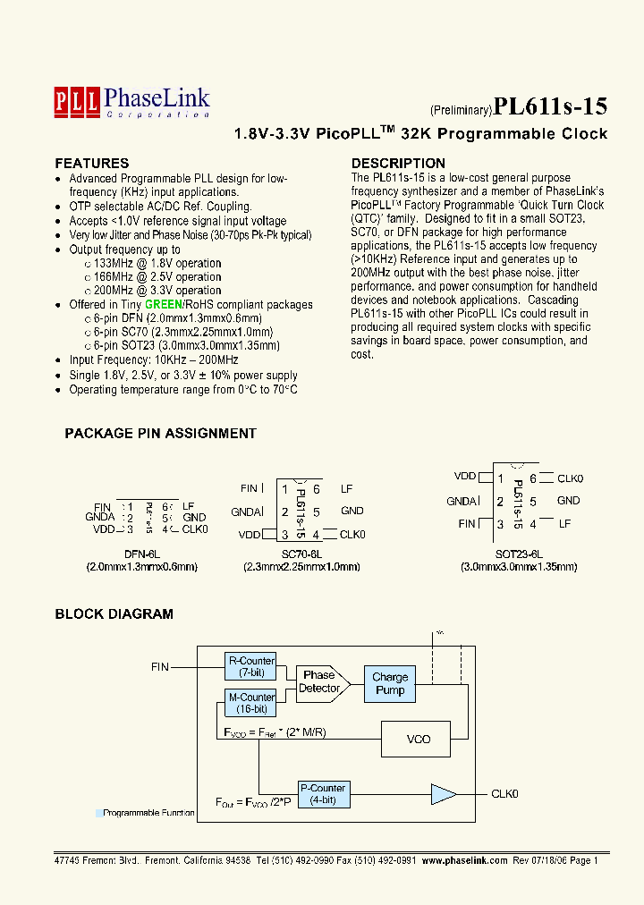 PHASELINKCORPORATION-PL611S-15-XXXUC-R_7135344.PDF Datasheet
