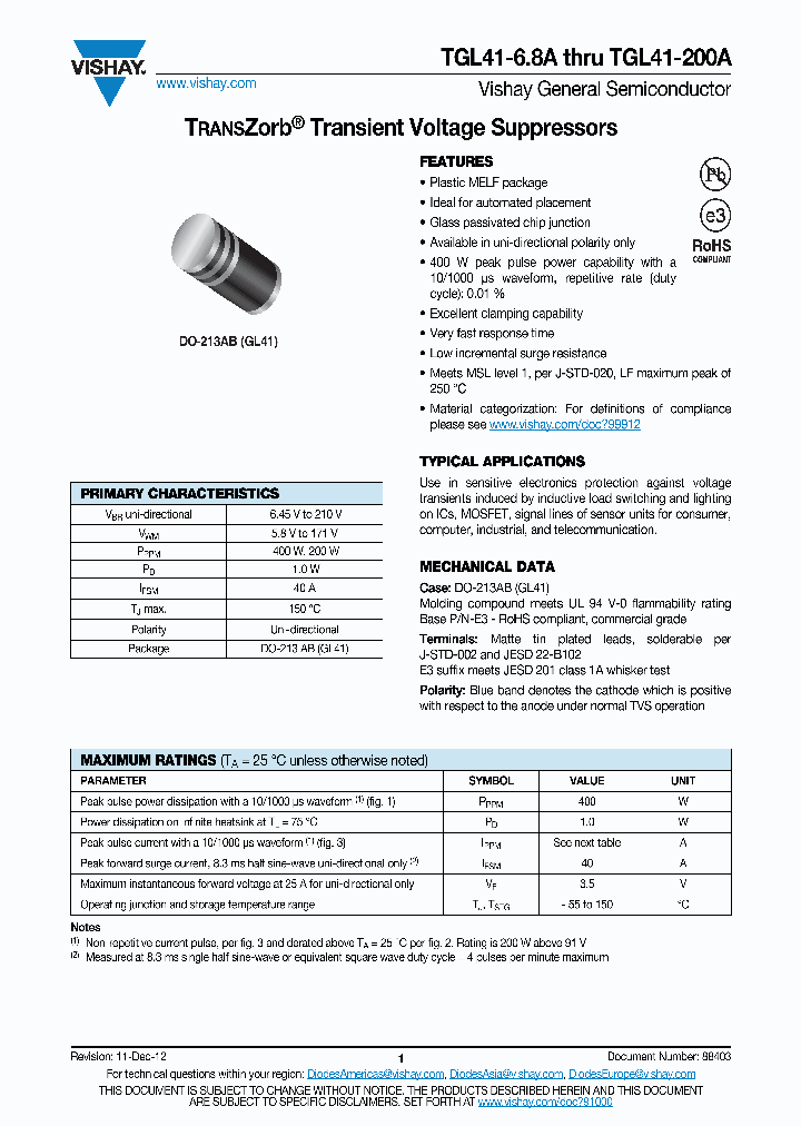 TGL41-33A-E3-96_7137358.PDF Datasheet
