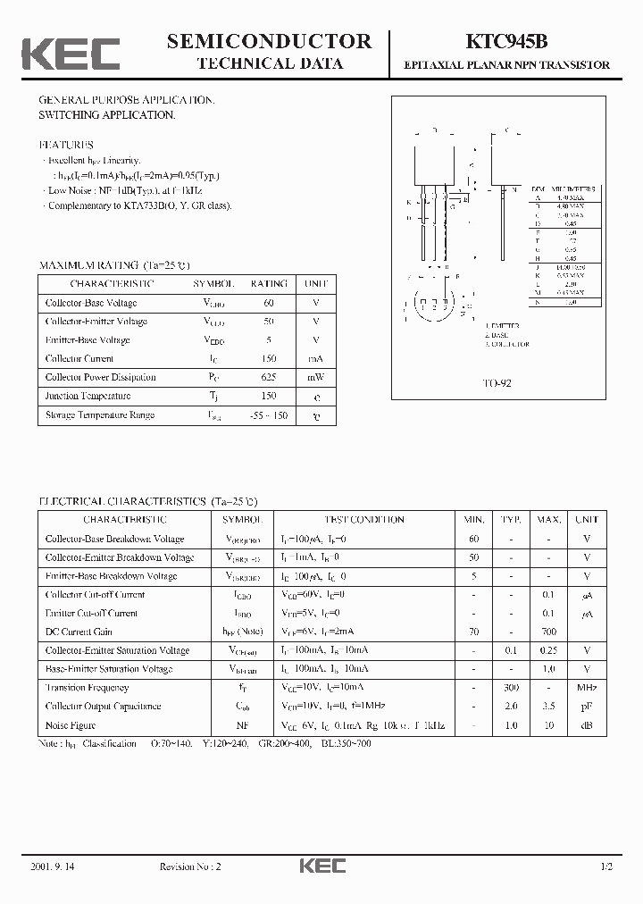 KTC945B-GR_7139134.PDF Datasheet