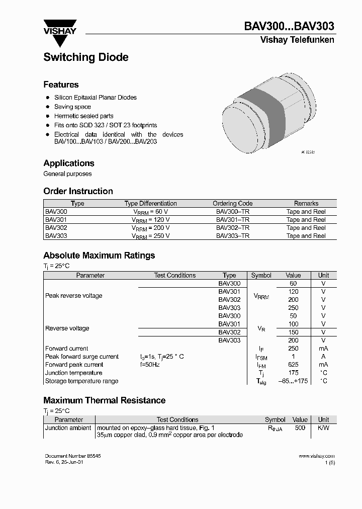 VISHAYTELEFUNKEN-BAV301-TR_7146400.PDF Datasheet