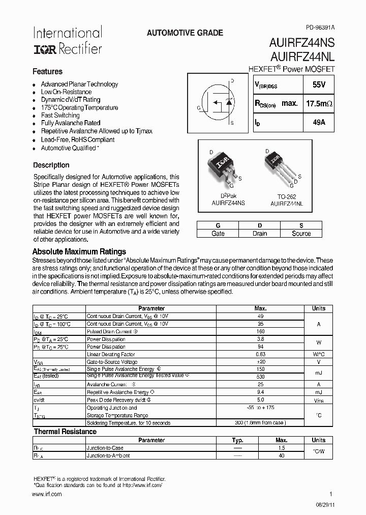 AUIRFZ44NS_7158263.PDF Datasheet
