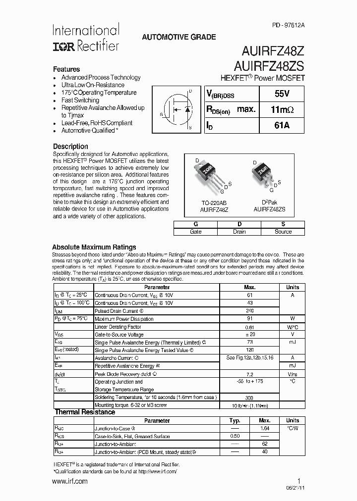 AUIRFZ48Z_7158266.PDF Datasheet