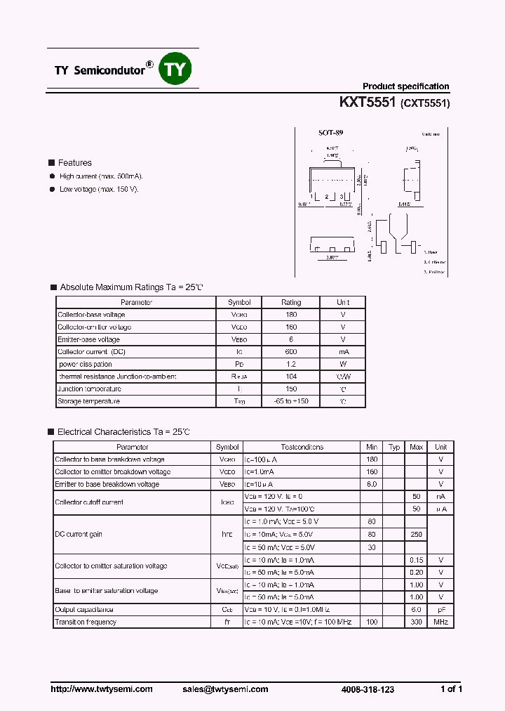 KXT5551CXT5551_7163029.PDF Datasheet