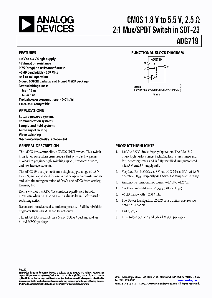 ADG719BRT-500RL7_7163630.PDF Datasheet
