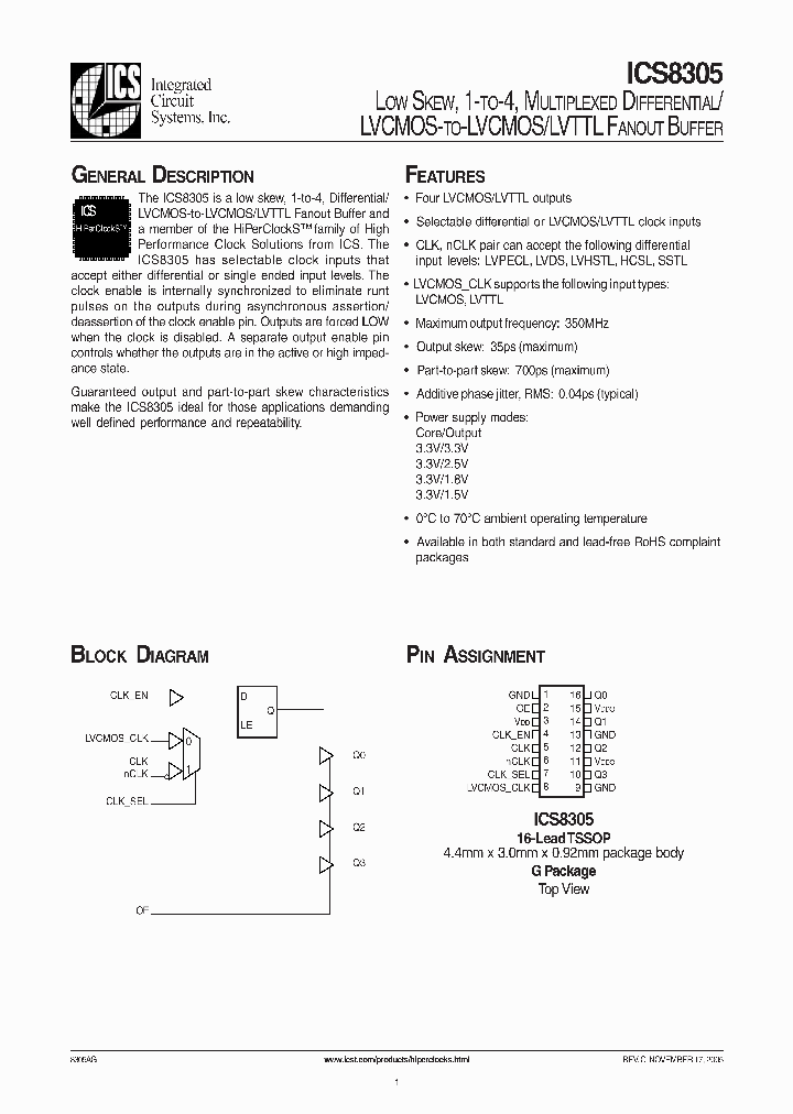 ICS8305AGLFT_7162701.PDF Datasheet