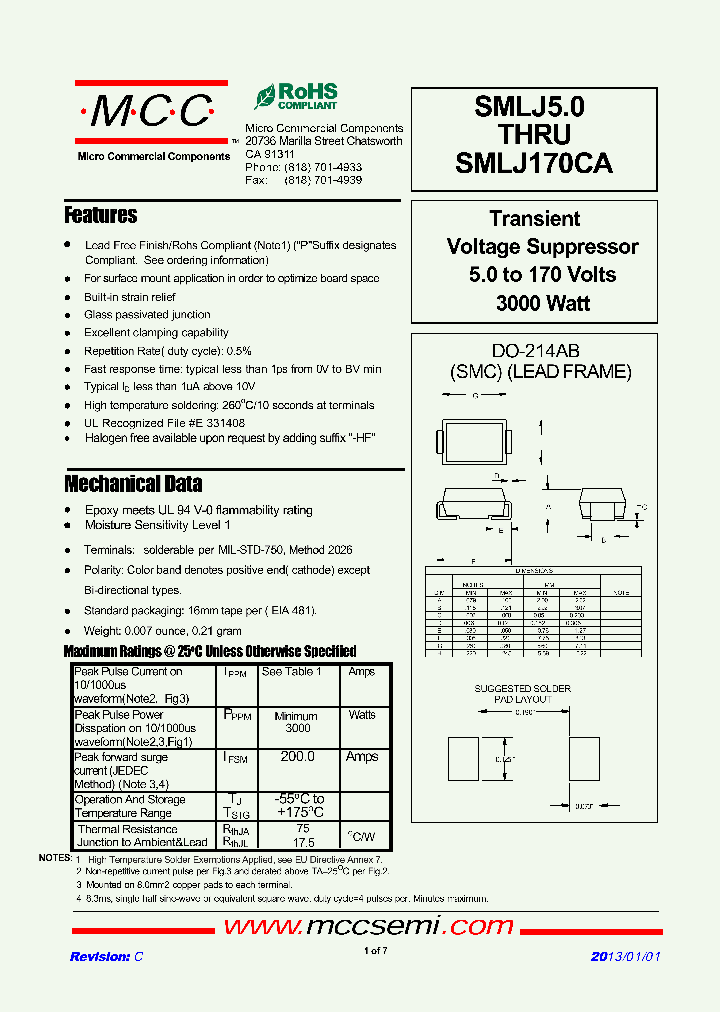 SMLJ15A-TP_7167196.PDF Datasheet