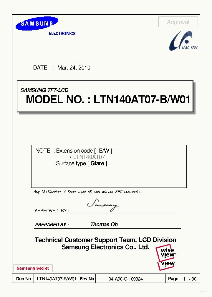 LTN140AT07-B01_7173219.PDF Datasheet
