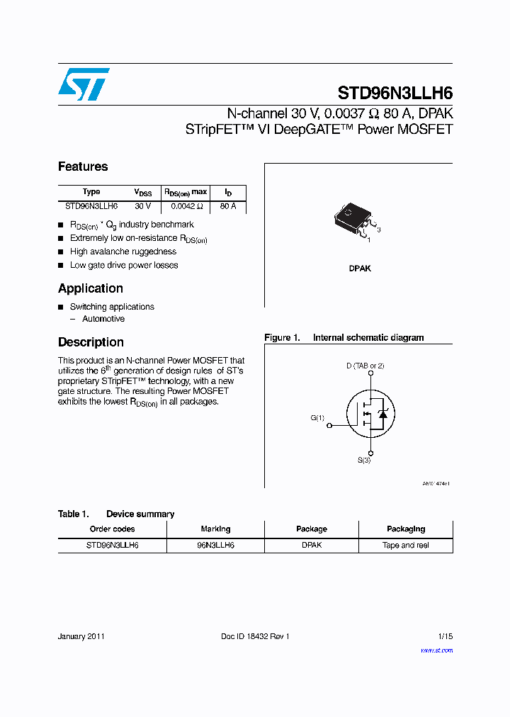STD96N3LLH6_7178227.PDF Datasheet