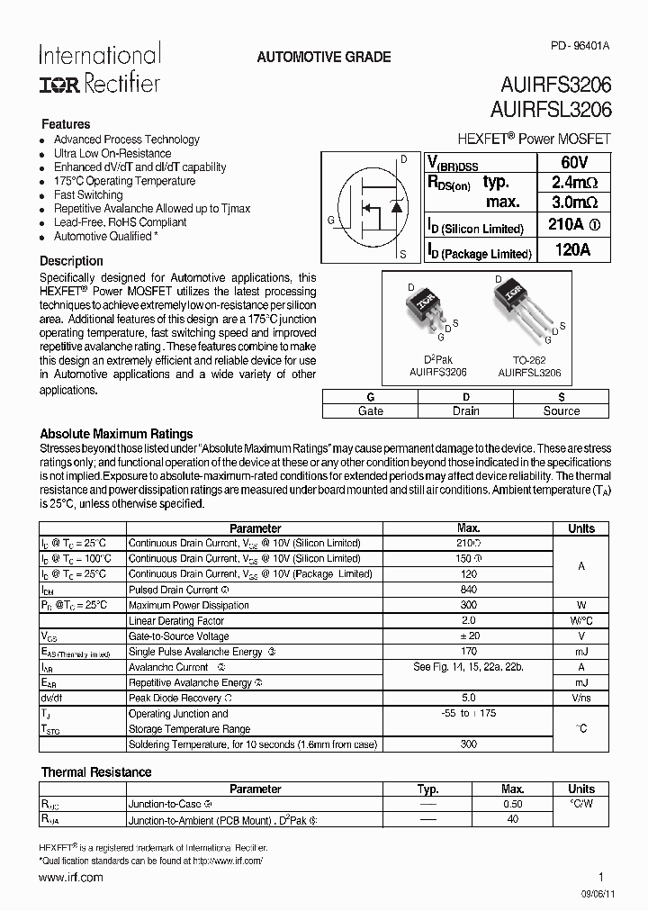 AUIRFSL3206_7180093.PDF Datasheet