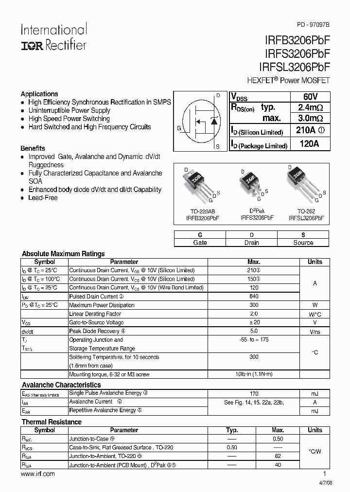 IRFSL3206PBF_7180089.PDF Datasheet