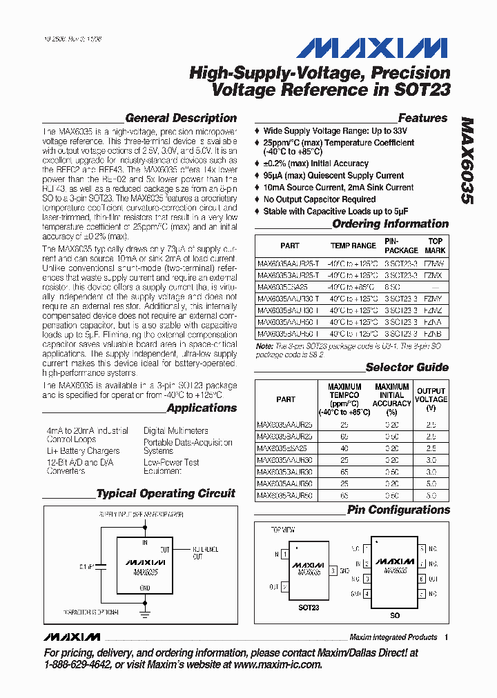 MAX6035AAUR30_7189528.PDF Datasheet