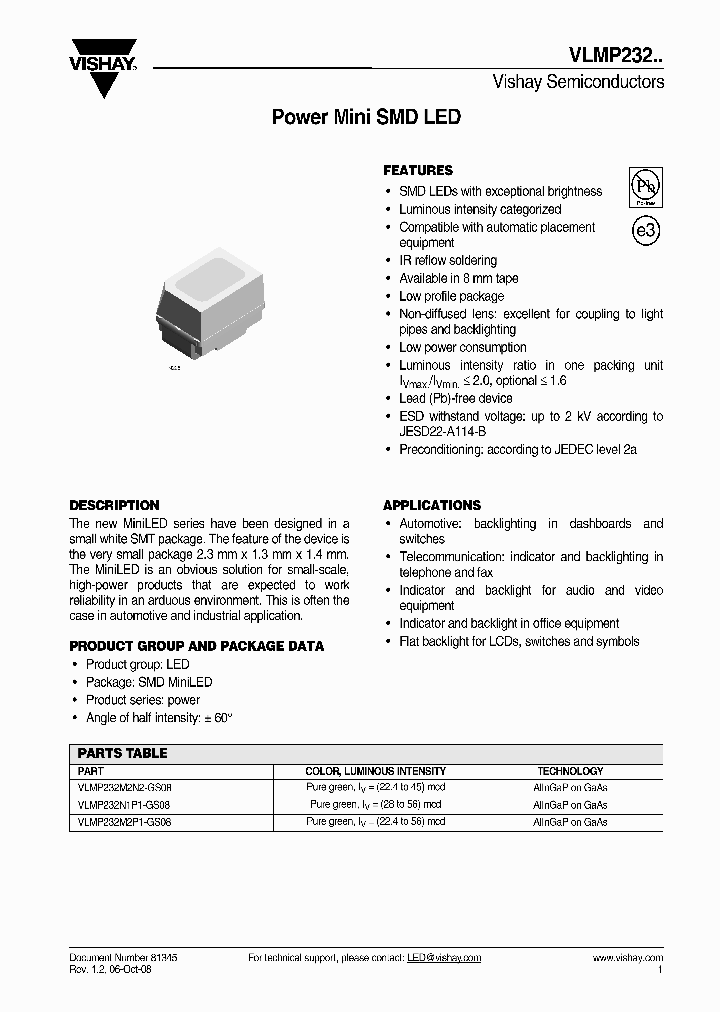 VISHAYSEMICONDUCTORS-VLMP232N1P1-GS08_7189958.PDF Datasheet