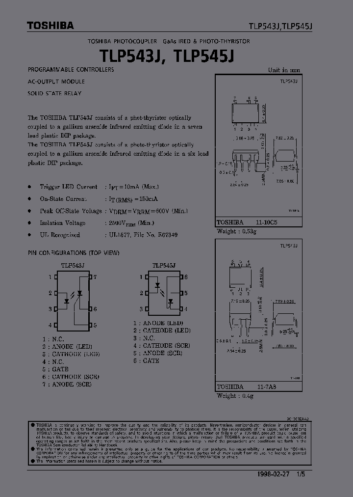 TLP545J_7191609.PDF Datasheet