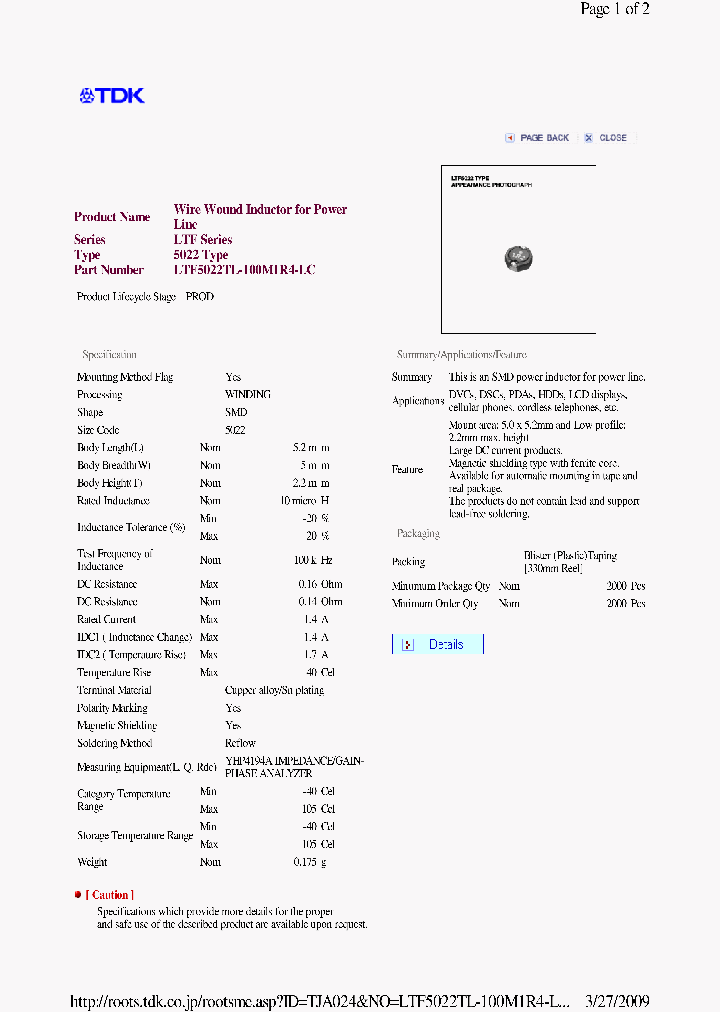 LTF5022TL-100M1R4-LC_7191172.PDF Datasheet