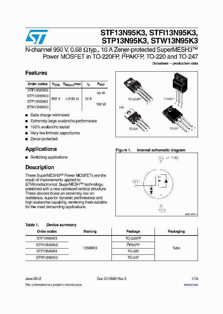 STP13N95K3_7192388.PDF Datasheet