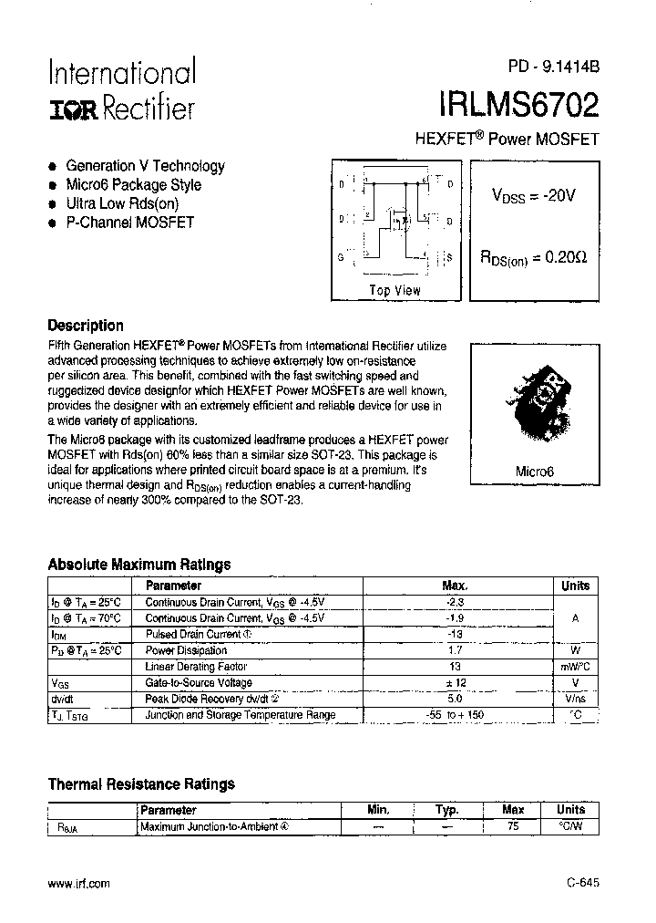 IRLMS6702TRPBF_7193511.PDF Datasheet