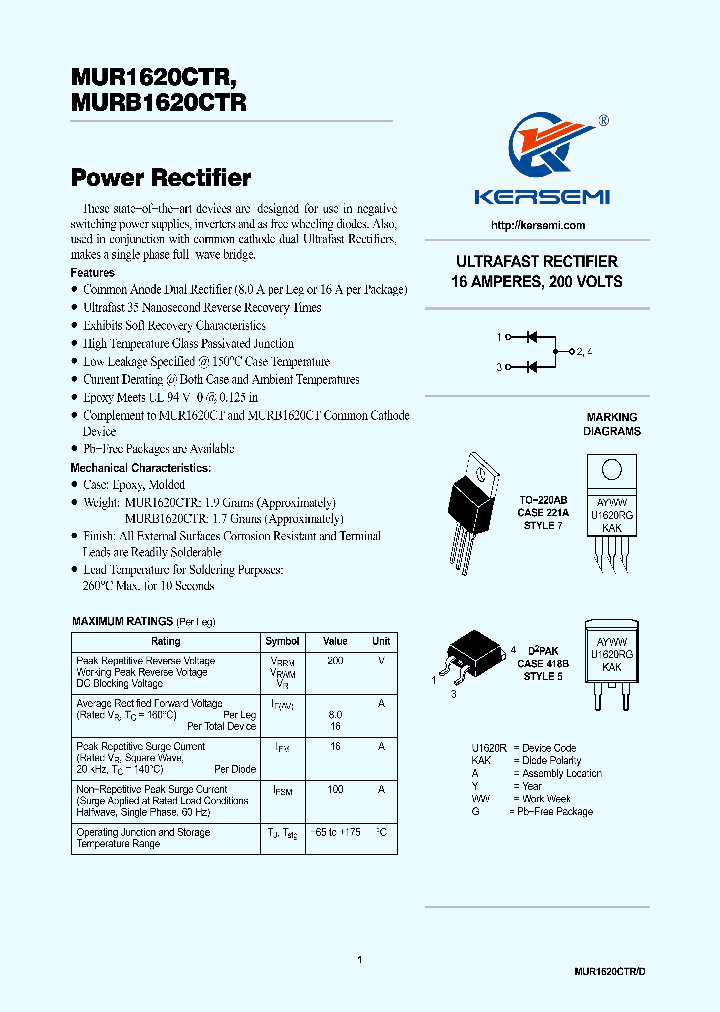 MUR1620CTR_7193444.PDF Datasheet