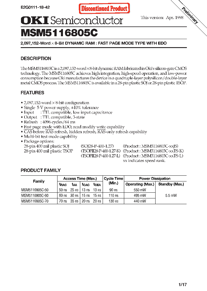 MSM5116805C-60TS-L_7192839.PDF Datasheet