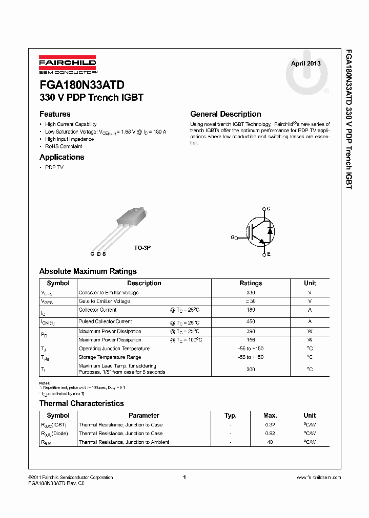 FGA180N33ATD_7193755.PDF Datasheet