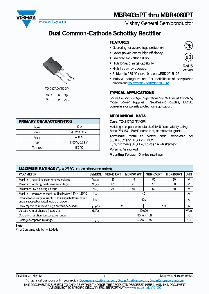 MBR4045CT-1PBF_7194095.PDF Datasheet