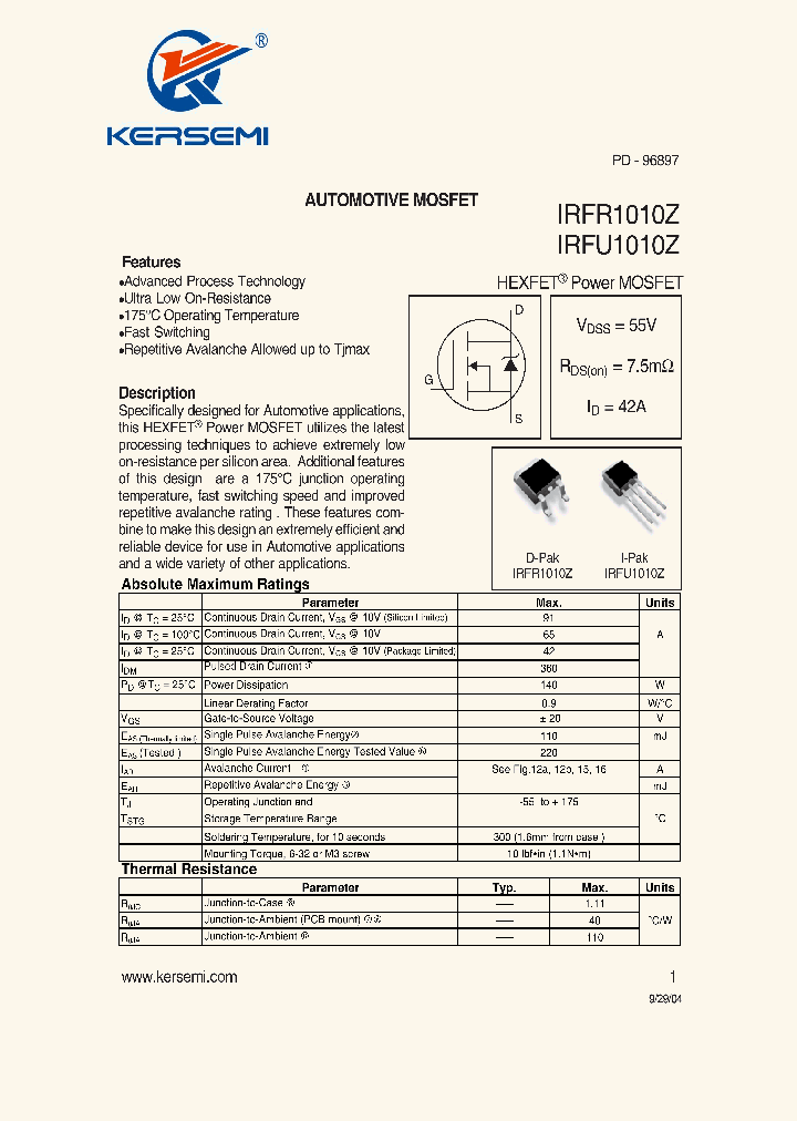 IRFR1010Z_7194302.PDF Datasheet