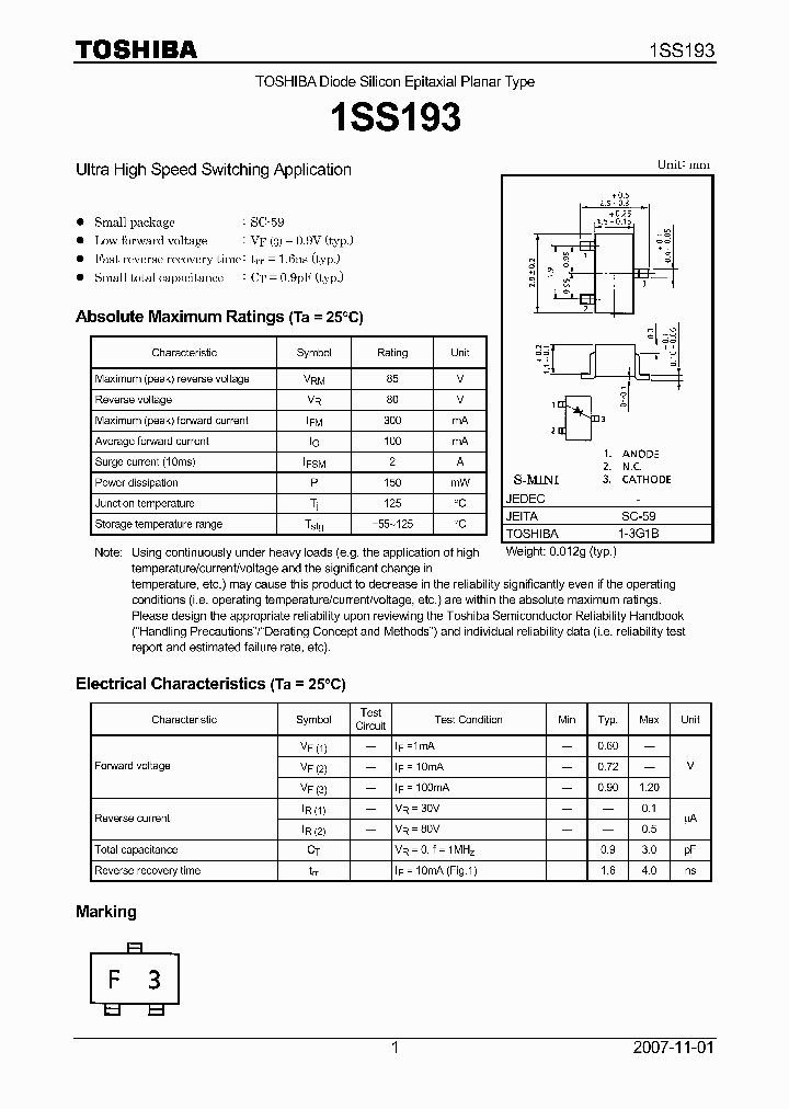 1SS193TE85LF_7194679.PDF Datasheet