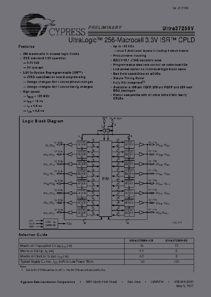 CY37256VP256-83BGC_7197227.PDF Datasheet