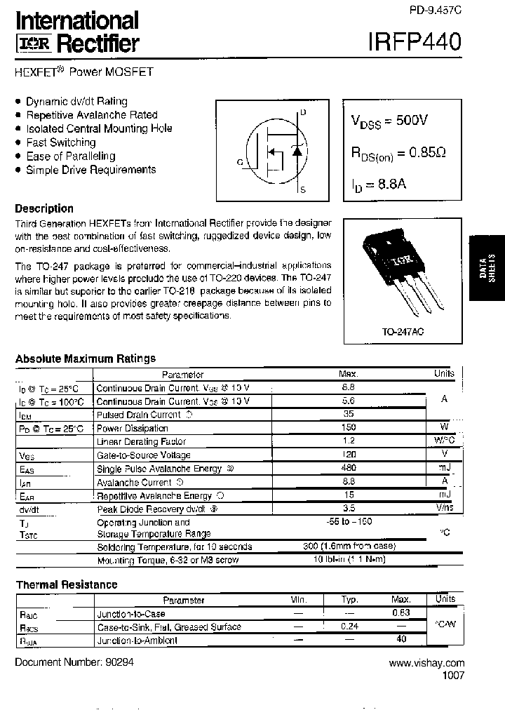 IRFP440_7198442.PDF Datasheet