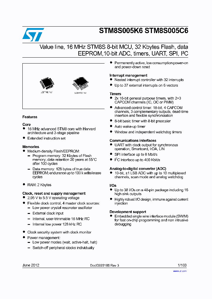 STM8S005C6T6CTR_7211656.PDF Datasheet