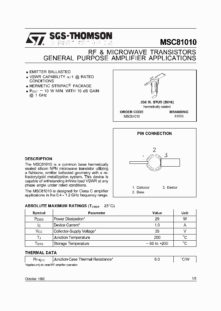 STMICROELECTRONICS-MSC81010_7212577.PDF Datasheet