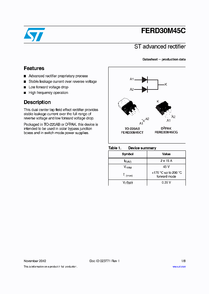 FERD30M45C_7215346.PDF Datasheet