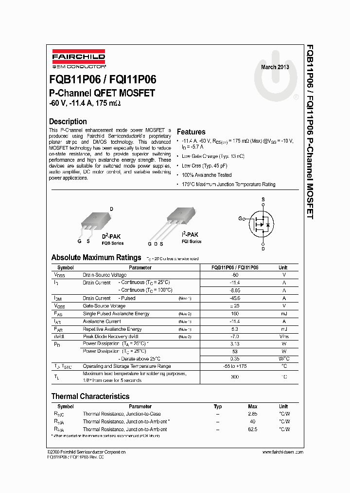 FQB11P06TM_7216130.PDF Datasheet