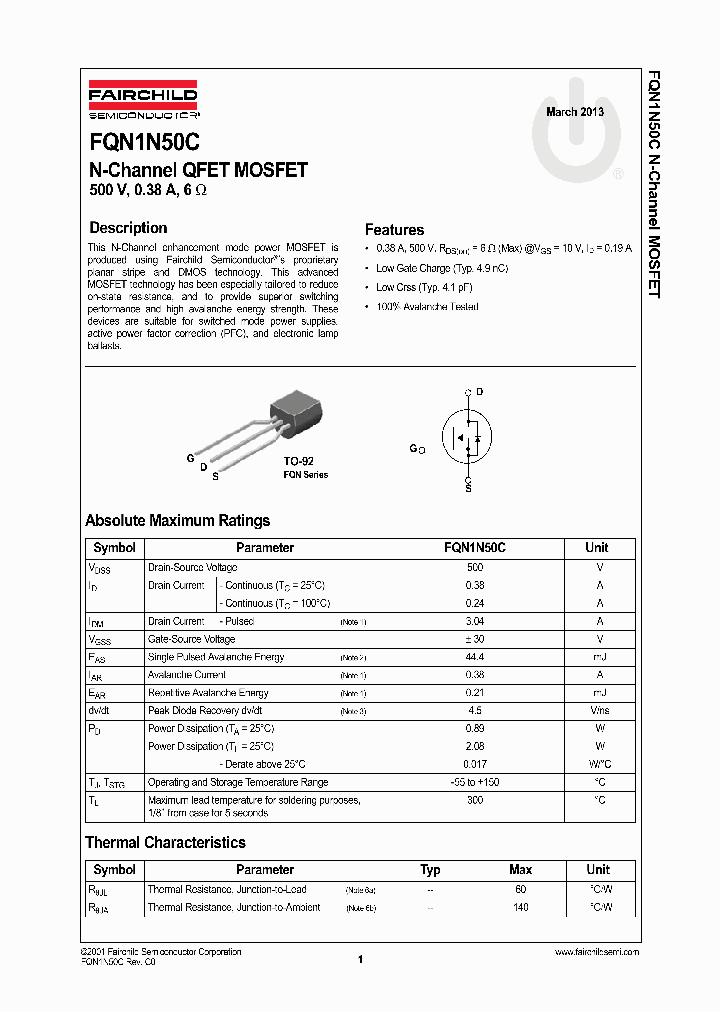 FQN1N50CTA_7217366.PDF Datasheet