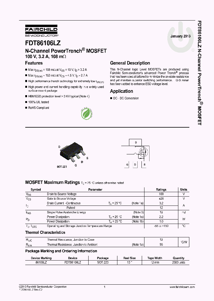 FDT86106LZ_7220291.PDF Datasheet
