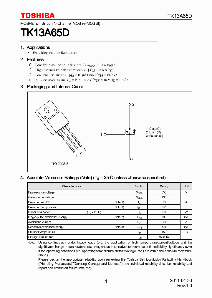 TK13A65D_7220572.PDF Datasheet
