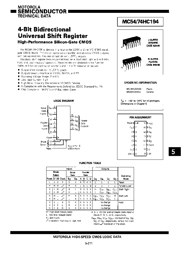 MC54HC194J_7222154.PDF Datasheet