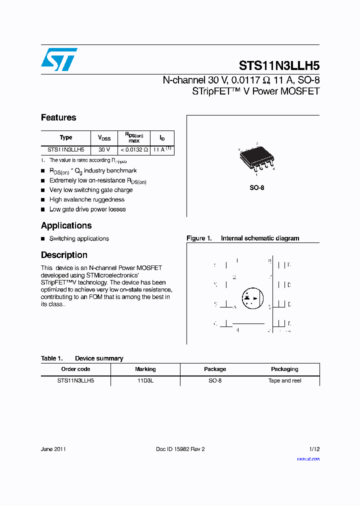 STS11N3LLH5_7223403.PDF Datasheet