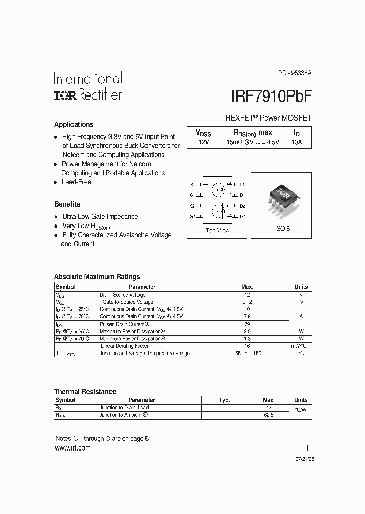 IRF7910PBF08_7224011.PDF Datasheet