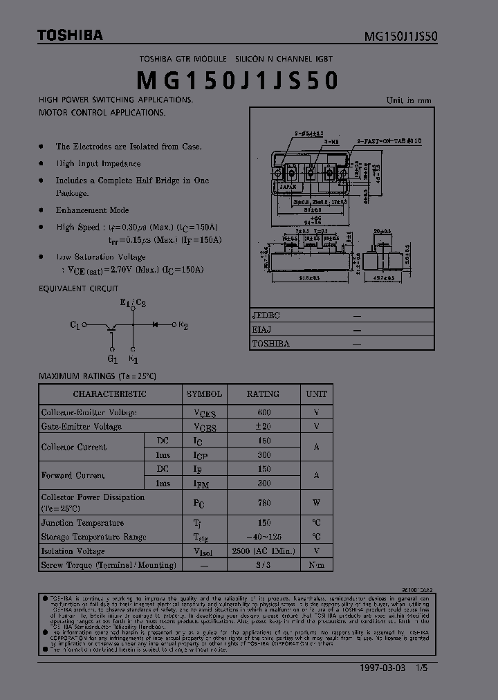 TOSHIBACORPORATION-MG150J1JS50_7224940.PDF Datasheet