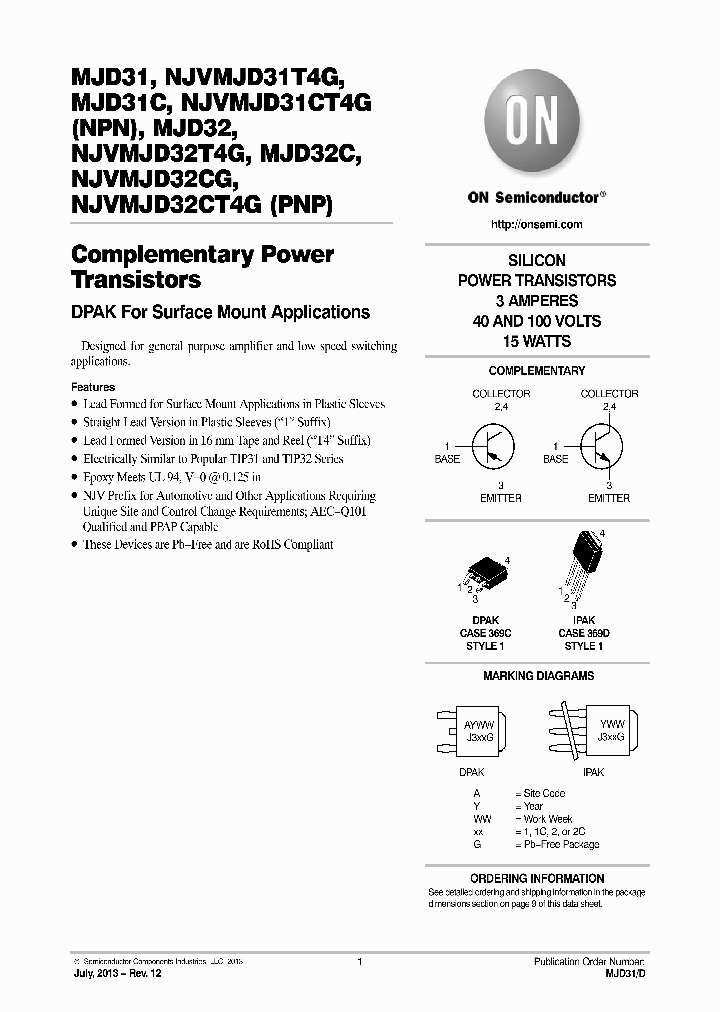 NJVMJD32CT4G_7227909.PDF Datasheet