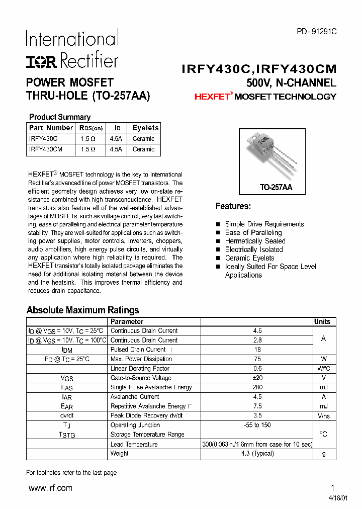 IRFY430C_7229162.PDF Datasheet