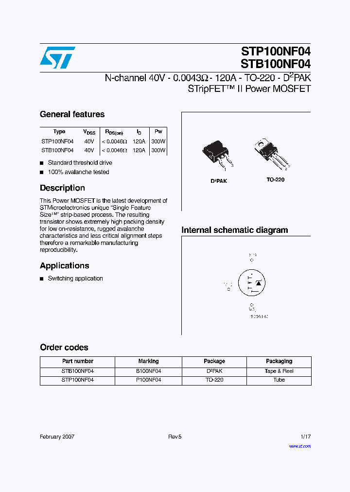 STP100NF04_7230071.PDF Datasheet