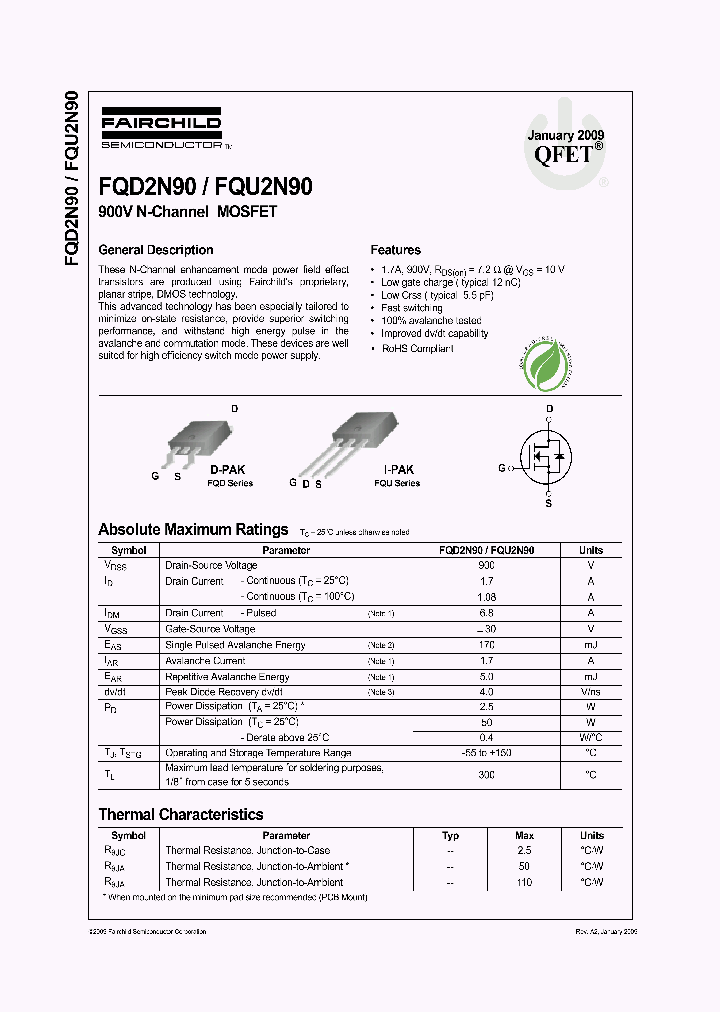 FQD2N9009_7231745.PDF Datasheet