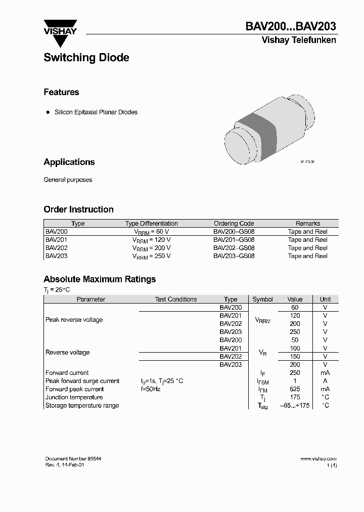BAV202-GS08_7233909.PDF Datasheet