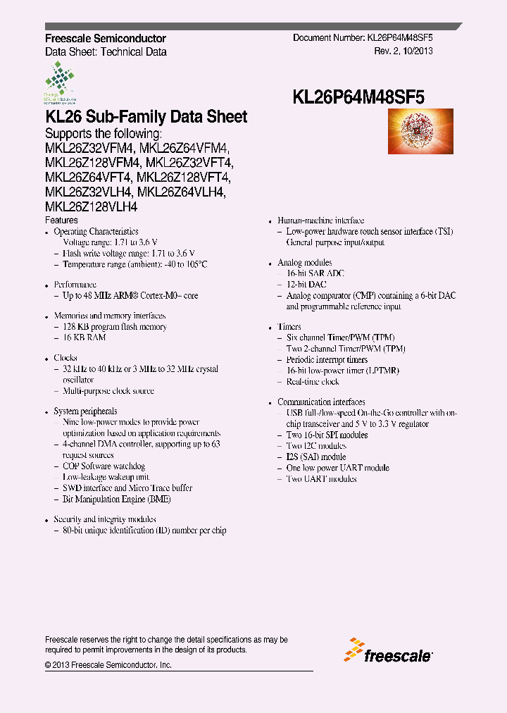 MKL26Z128VLH4_7238152.PDF Datasheet