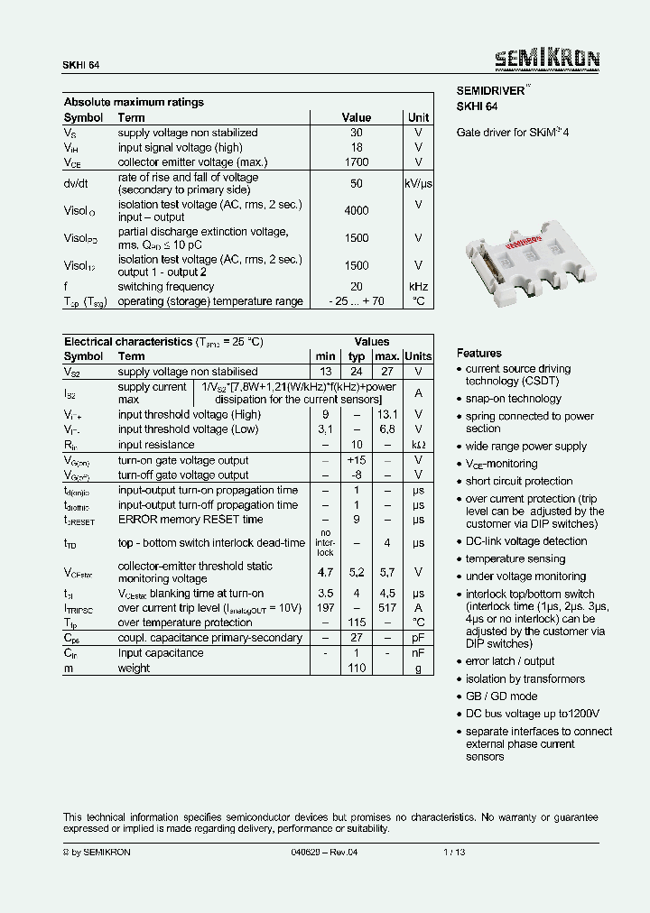 SEMIKRONINTERNATIONAL-SKHI64_7238963.PDF Datasheet