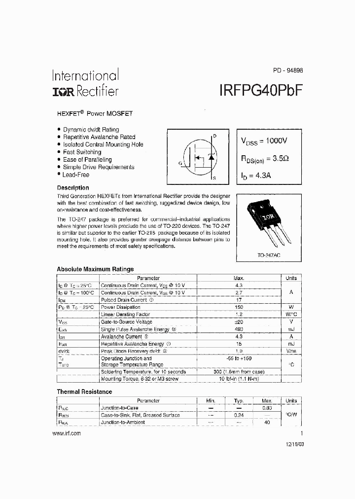 IRFPG40PBF_7243683.PDF Datasheet