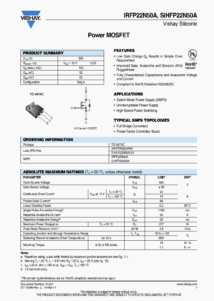IRFP22N50A_7244759.PDF Datasheet