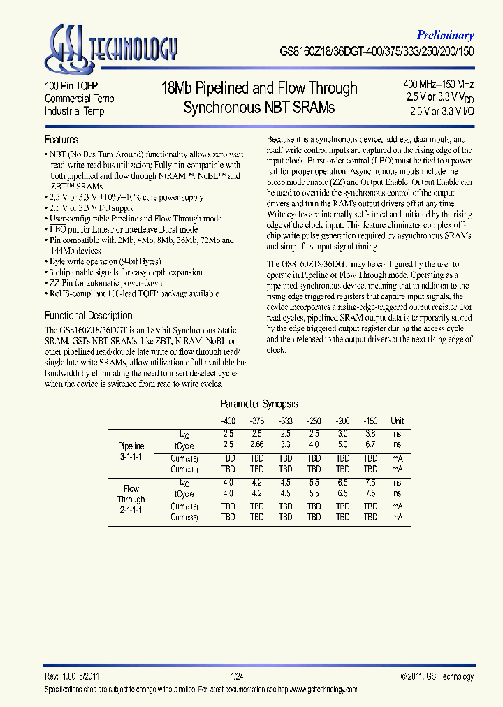 GS8160Z18DGT-150_7249157.PDF Datasheet